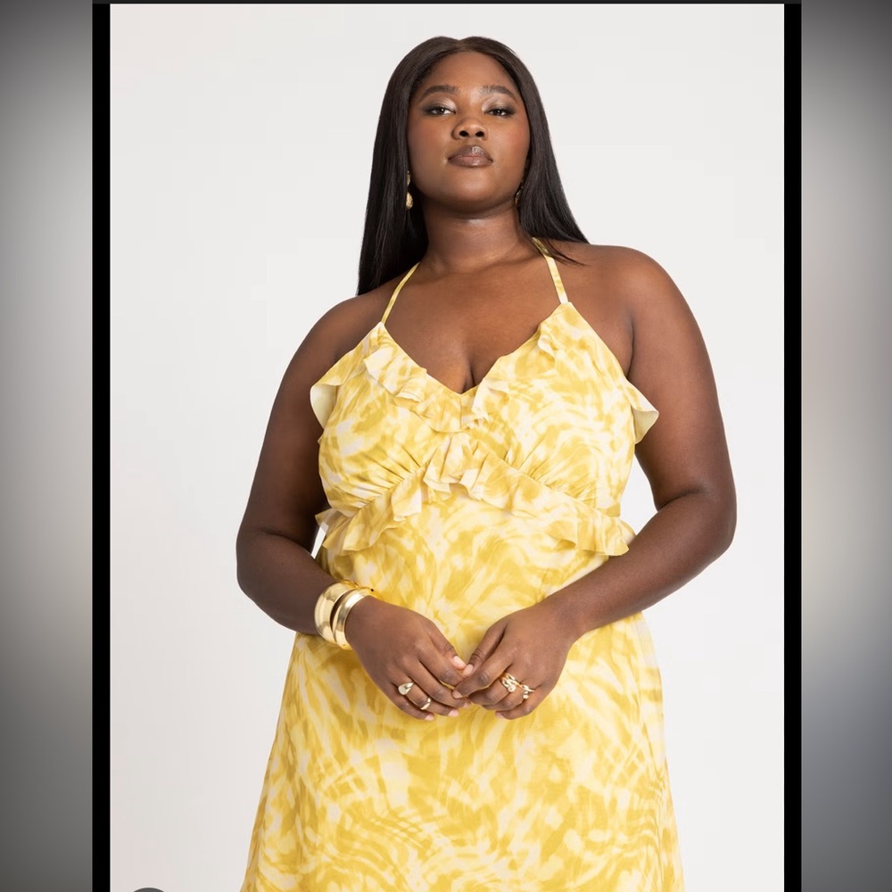 Eloquii Yellow Tie-Dye Dress